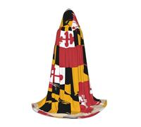 BKDODKS Maryland Flag Print Halloween Hooded Cape Unisex Cloaks For Cosplay, Gothic, Renaissance And More
