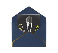 BKDODKS Microphone with Music Notes Print Blank Note Cards with Envelopes Pearl Paper Greeting Cards All Occasions 4.5 x 6