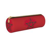 BKDODKS Morocco Flag Print Leather Pencil Case for Adults Unisex Zipper Lightweight White One Size, White, Taglia Unica