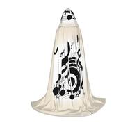 BKDODKS Music Note Print Halloween Hooded Cape Unisex Cloaks For Cosplay, Gothic, Renaissance And More