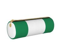 BKDODKS Nigeria Flag Print Leather Pencil Case for Adults Unisex Zipper Lightweight White One Size, White, Taglia Unica