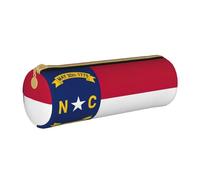 BKDODKS North Carolina Flag Print Adult Leather Pencil Case for Men Women Zipper Lightweight White One Size, White, Taglia Unica