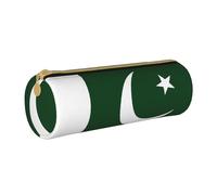 BKDODKS Pakistan Flag Print Leather Pencil Case for Adults Unisex Zipper Lightweight White One Size, White, Taglia Unica
