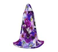 BKDODKS Purple Flower Print Halloween Hooded Cape Unisex Cloaks For Cosplay, Gothic, Renaissance And More