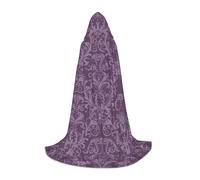 BKDODKS Purple Print Halloween Hooded Cape Unisex Cloaks For Cosplay, Gothic, Renaissance And More