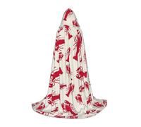 BKDODKS Red Lobster Print Halloween Hooded Cape Unisex Cloaks For Cosplay, Gothic, Renaissance And More