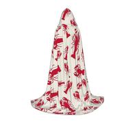BKDODKS Red Lobster Print Halloween Hooded Cape Unisex Cloaks For Cosplay, Gothic, Renaissance And More