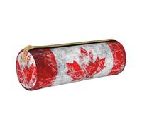 BKDODKS Retro Canadian Flag Print Leather Pencil Case for Adults Unisex Lightweight Zipper Pencil Case, White, One Size, White, Taglia Unica