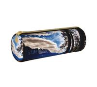 BKDODKS Rocky Mountain Range Print Adults Leather Pencil Case Pouch Men Women Pencil Pouch with Zipper Lightweight