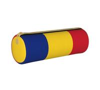 BKDODKS Romania Flag Print Leather Pencil Case for Adults Unisex with Zipper Lightweight, White, Taglia Unica