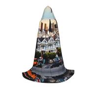 BKDODKS San Francisco Print Halloween Hooded Cape Unisex Cloaks For Cosplay, Gothic, Renaissance And More
