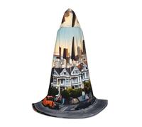 BKDODKS San Francisco Print Halloween Hooded Cape Unisex Cloaks For Cosplay, Gothic, Renaissance And More