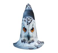 BKDODKS Snowy Owl Eyes Print Halloween Hooded Cape Unisex Cloaks For Cosplay, Gothic, Renaissance And More