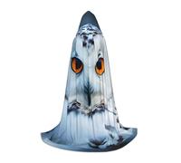 BKDODKS Snowy Owl Eyes Print Halloween Hooded Cape Unisex Cloaks For Cosplay, Gothic, Renaissance And More