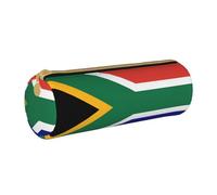 BKDODKS South African Flag Print Leather Pencil Case for Adults Men Women Pencil Case Zipper Lightweight White One Size, White, Taglia Unica