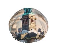 BKDODKS Statue Of Liberty In Nyc Print Shower Cap For Women Lightweight Reusable Softdouble Waterproof Layers Leakproof., Black