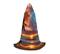 BKDODKS Sunset Beach Print Halloween Hooded Cape Unisex Cloaks For Cosplay, Gothic, Renaissance And More