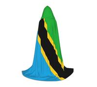 BKDODKS Tanzania Flag Print Halloween Hooded Cape Unisex Cloaks For Cosplay, Gothic, Renaissance And More