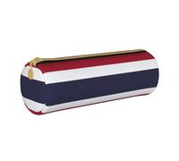 BKDODKS Thailand Flag Print Leather Pencil Case for Adults Unisex Zipper Lightweight, White, Taglia Unica