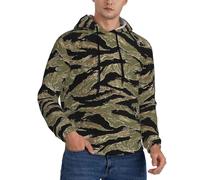 BKDODKS Tiger Stripe Camo Print Men'S Hoodie Trendy Sweatshirt Available Lightweight Unisex Workout Hoodie S-4xl, Black, XL