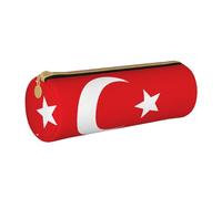 BKDODKS Turkey Flag Print Leather Pencil Case for Adults Unisex Zipper Lightweight White One Size, White, Taglia Unica