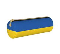 BKDODKS Ukraine Flag Print Leather Pencil Case for Adults Unisex Zipper Lightweight, White, Taglia Unica