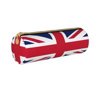 BKDODKS Union Jack Print Leather Pencil Case for Adults Unisex Zipper Lightweight, White, Taglia Unica
