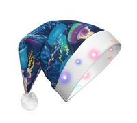 BKDODKS - Unisex Adult Colorful Jellyfish Print Christmas Hat, Christmas Tree Light Up Hat, Vibrant Santa Hat