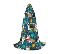 BKDODKS - Unisex Corgi Print Hooded Cloak for Cosplay, Gothic, Renaissance and More