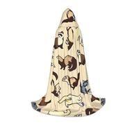 BKDODKS - Unisex Hooded Cape with Furry Ferrets Print for Cosplay Gothic Renaissance and More