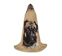 BKDODKS - Unisex Pug Dog Print Hooded Cloak for Cosplay, Gothic, Renaissance and More