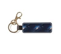 BKDODKS Universe Milky Way Galaxy Print Classic Leather Key Ring PU Leather Elegant Men Women Car Keychain, White, White, White