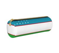 BKDODKS Uzbekistan Flag Print Leather Pencil Case for Adults Men Women Pencil Case with Zipper Lightweight, White, Taglia Unica