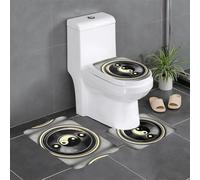 Bkdodks Yin Yang Pattern Print Cute Bathroom Rugs Set - Soft 3-Piece Bath Mat Set for Stylish Comfort Accessories