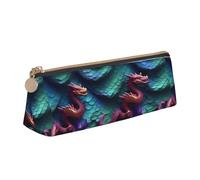 Bkdogkt 3D Magic Dragon Scales Pattern Print Simple Pencil Case Triangle Pen Case Makeup Tools Art Daily Essential, White, One Size, White, One Size