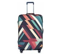 Bkdogkt Abstract Triangle Striped Print Protective Suitcase Cover Washable Travel Luggage Protector with Concealed Zipper, White, Small