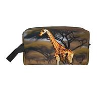Bkdogkt Africa Giraffe Majestic Tree Print Large Capacity Cosmetic Organizer for Women and Men Portable Travel Makeup Pouch, White, One Size