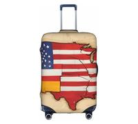Bkdogkt American Spain Flag Print Protective Suitcase Cover Washable Travel Luggage Protector with Concealed Zipper, White, Small