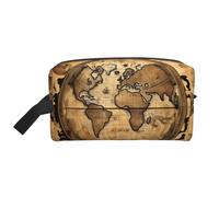 Bkdogkt Ancient Map World Globe Print Large Capacity Cosmetic Organizer for Women and Men Portable Travel Makeup Pouch, White, One Size