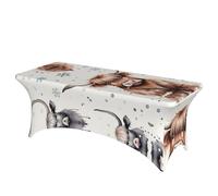 Bkdogkt Animal Cow Print Elastic Rectangular Table Cover Wipe Clean Tablecloth for Parties Outdoor Events