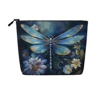 Bkdogkt Art Blue Dragonfly Print Work Bag Essentials Single-layer Makeup Bag Travel Cosmetic Organizer Large Capacity, Black, One size