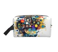 Bkdogkt Artificial Intelligence Brain Print Large Capacity Cosmetic Organizer for Women and Men Portable Travel Makeup Pouch, White, One Size