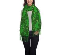 Bkdogkt Background St Patrick'S Day Glitter Print Women'S Fringed Scarf Soft Lightweight Polyester Tassel Scarf Fall Winter Fashion, Black, One Size