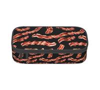 Bkdogkt Bacon Pattern Print 8.3 x 2 x 3.7 In Large Capacity Pencil Case Functional Storage for Office Travel