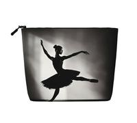 Bkdogkt Ballerina Dance Print Work Bag Essentials Single-layer Makeup Bag Travel Cosmetic Organizer Large Capacity, Black, One Size