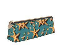 Bkdogkt Beach Starfish Print Simple Pencil Case Triangular Pen Pouch Makeup Tools Art Daily Essentials, White, One Size, White, One Size, White, One Size
