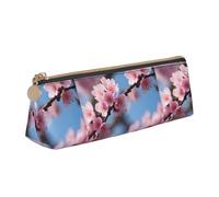 Bkdogkt Beautiful Cherry Blossoms Print Simple Pencil Case Triangular Pen Pouch Makeup Supplies Daily Essentials, White, One Size, White, One Size