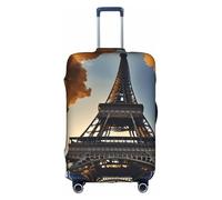 Bkdogkt Beautiful Eiffel Tower Paris Print Protective Suitcase Cover Washable Travel Luggage Protector with Concealed Zipper, White, XL