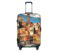 Bkdogkt beautiful Italy Print Protective Suitcase Cover Washable Travel Luggage Protector with Concealed Zipper, White, Medium