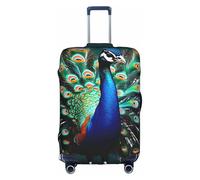 Bkdogkt Beautiful peacock Print Protective Suitcase Cover Washable Travel Luggage Protector with Concealed Zipper, White, M